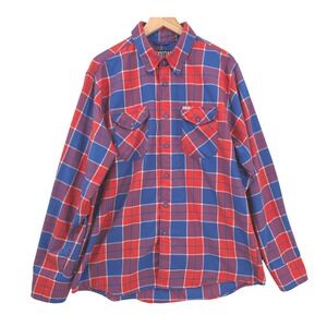 Dixxon Men XL Hot Harley Nights Harley Davidson Orange Blue Flannel (Small Mark)